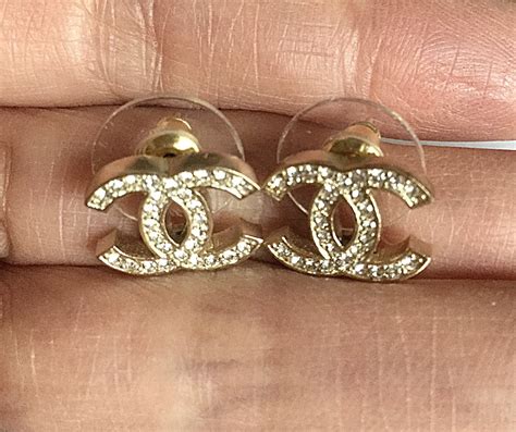 chanel gold earrings replica|chanel stud earrings gold.